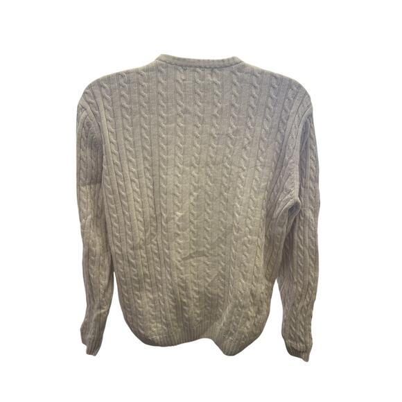 VTG 90s Chaps Ralph Mens Lauren Medium Cream Cable Knit Sweater Preppy tennis - Picture 4 of 4